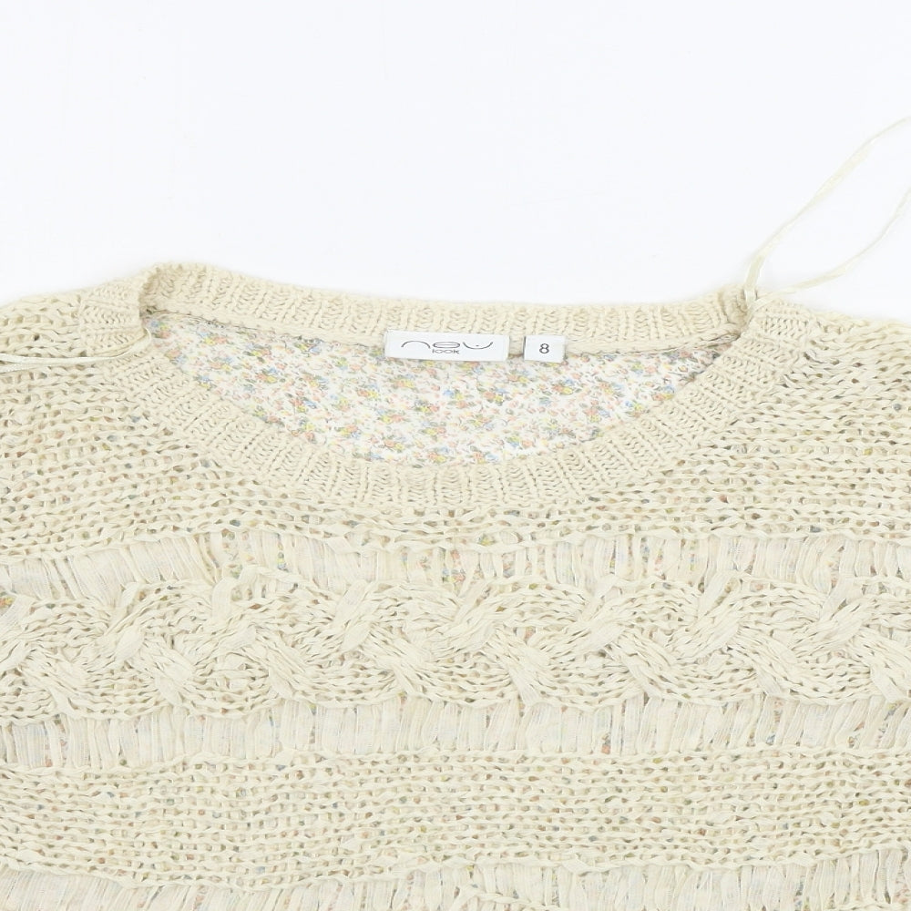 New Look  Womens Beige Floral  Pullover Jumper Size 8