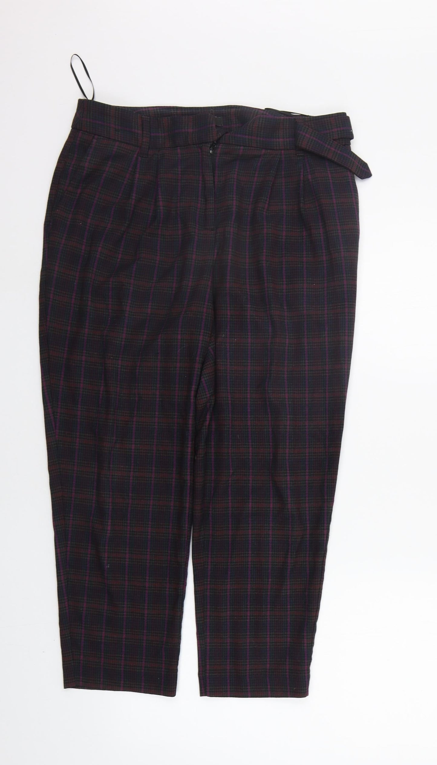 NEXT Womens Purple Check  Trousers  Size 10 L22 in