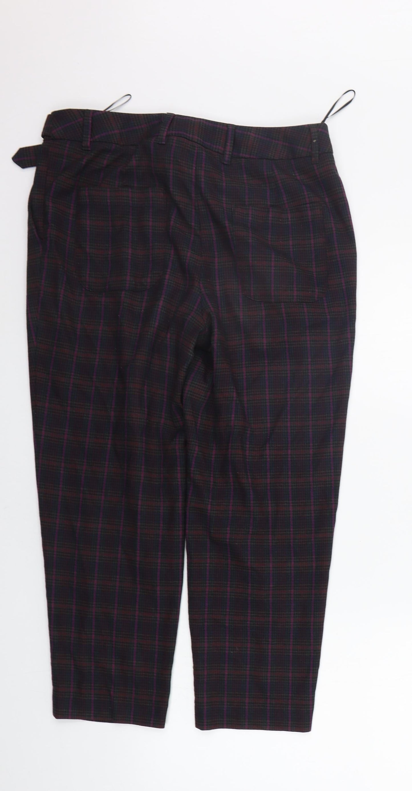 NEXT Womens Purple Check  Trousers  Size 10 L22 in