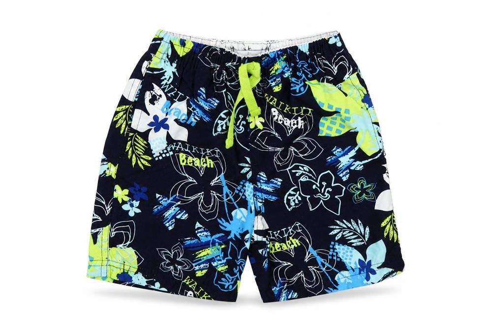 Front view of Early Days Baby Blue Floral Cropped Trousers, size 12-18, Months - Swim