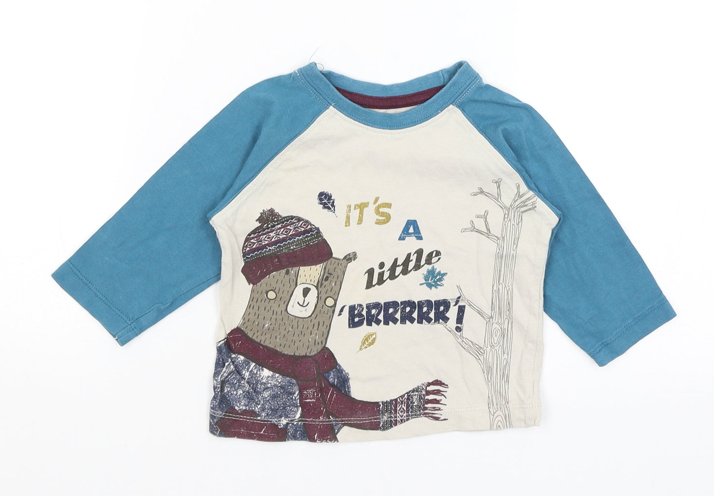 Matalan Baby Grey   Basic T-Shirt Size 6-9 Months  - It's A Little Brrrr