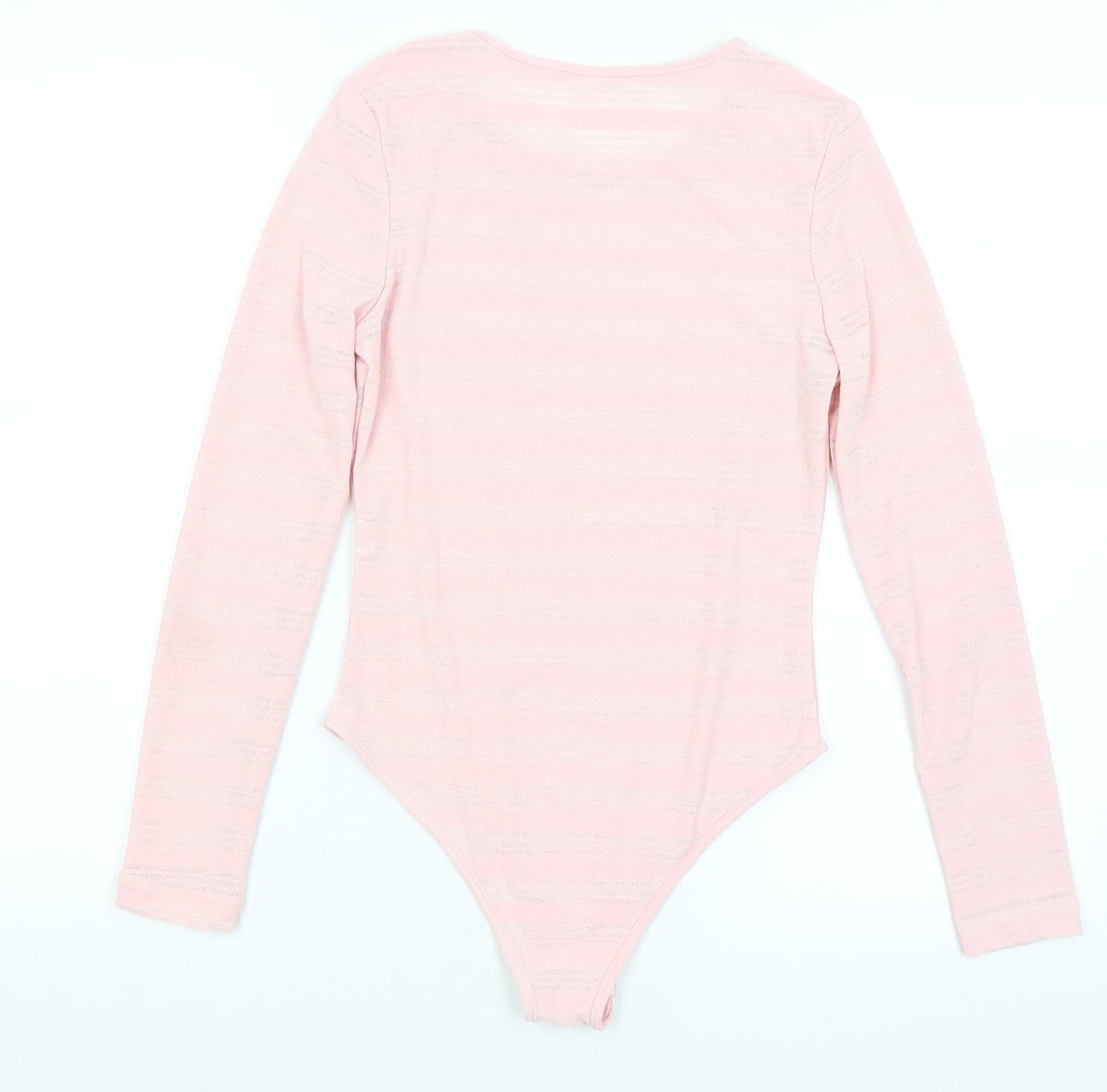 Preworn Womens Pink Striped  Bodysuit One-Piece Size S