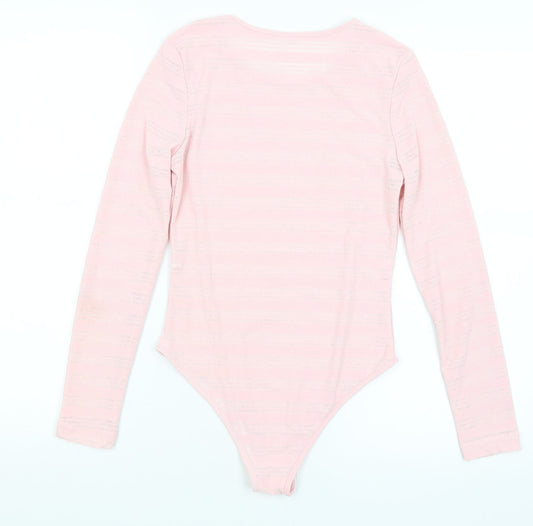 Preworn Womens Pink Striped  Bodysuit One-Piece Size S