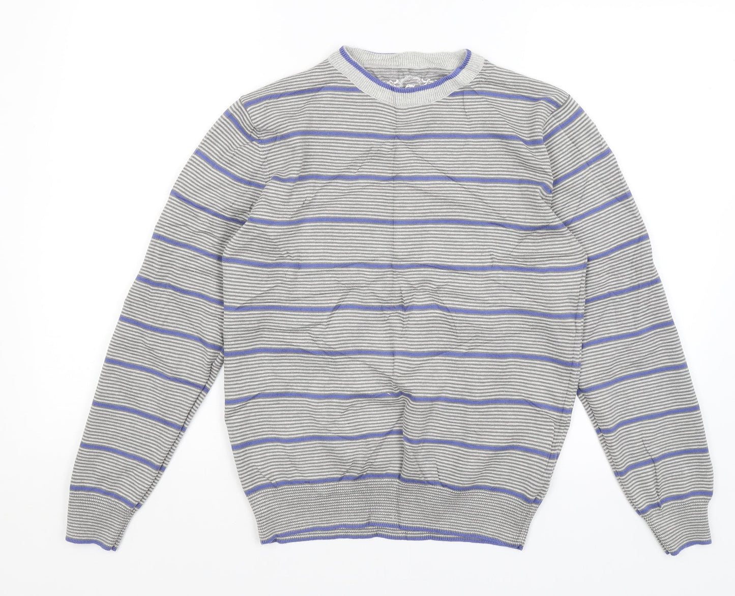 Cedar Wood State Mens Grey Striped  Pullover Jumper Size S