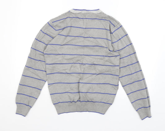 Cedar Wood State Mens Grey Striped  Pullover Jumper Size S