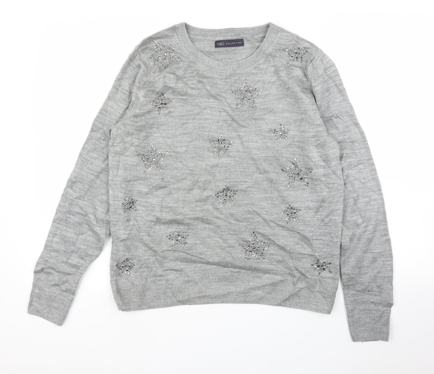 M&S Womens Grey   Pullover Jumper Size M
