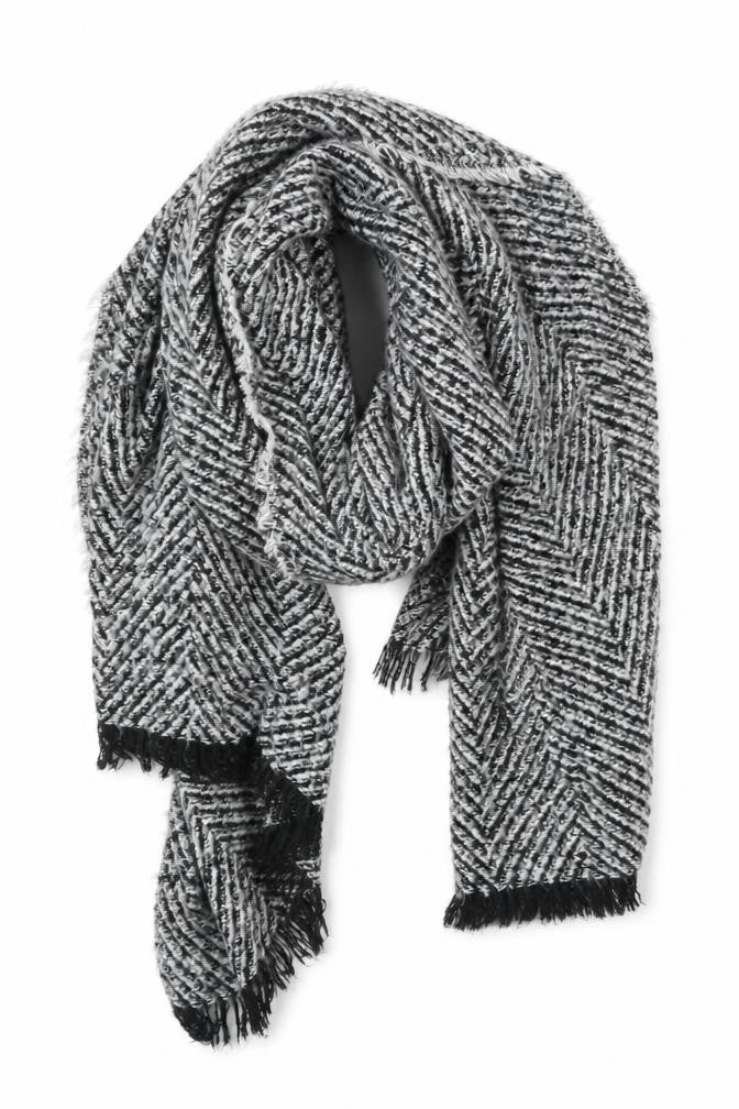 Preworn Unisex Grey Herringbone   Shawl/Wrap