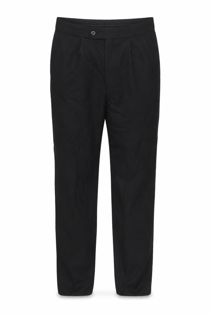 Front view of C&A men’s black trousers, size 30, in, 30-inch leg