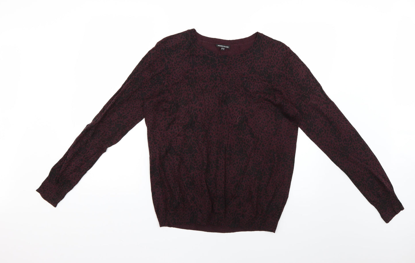 Warehouse Womens Purple Animal Print  Pullover Jumper Size 14