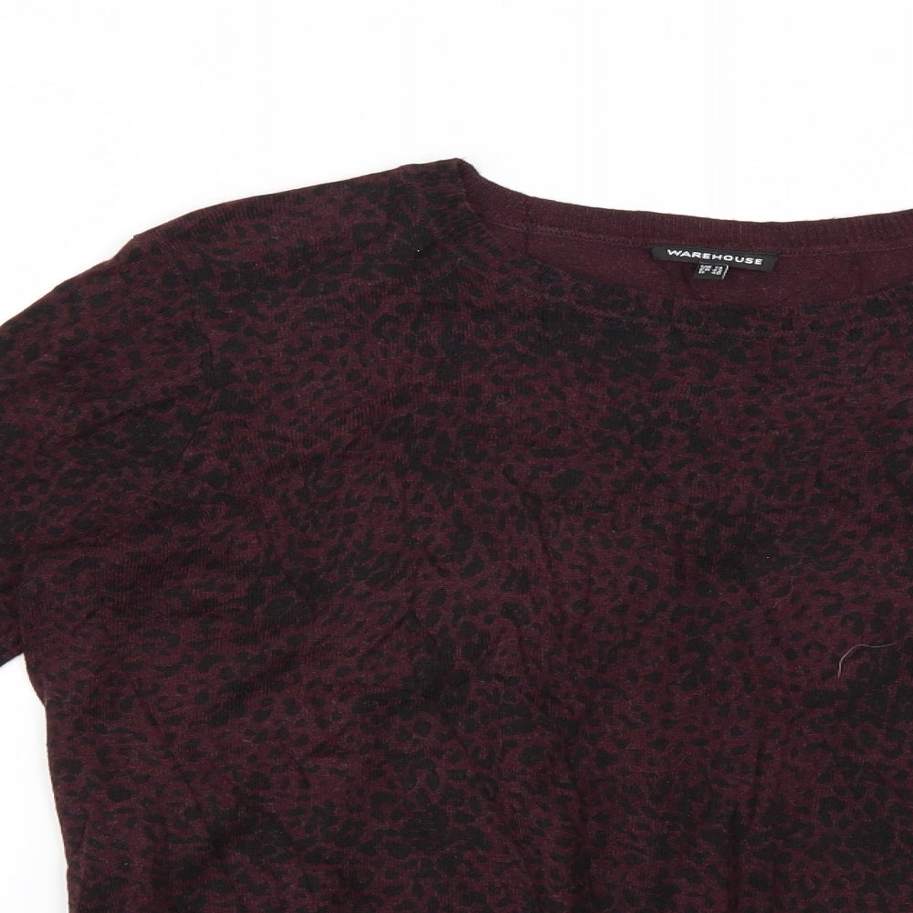 Warehouse Womens Purple Animal Print  Pullover Jumper Size 14