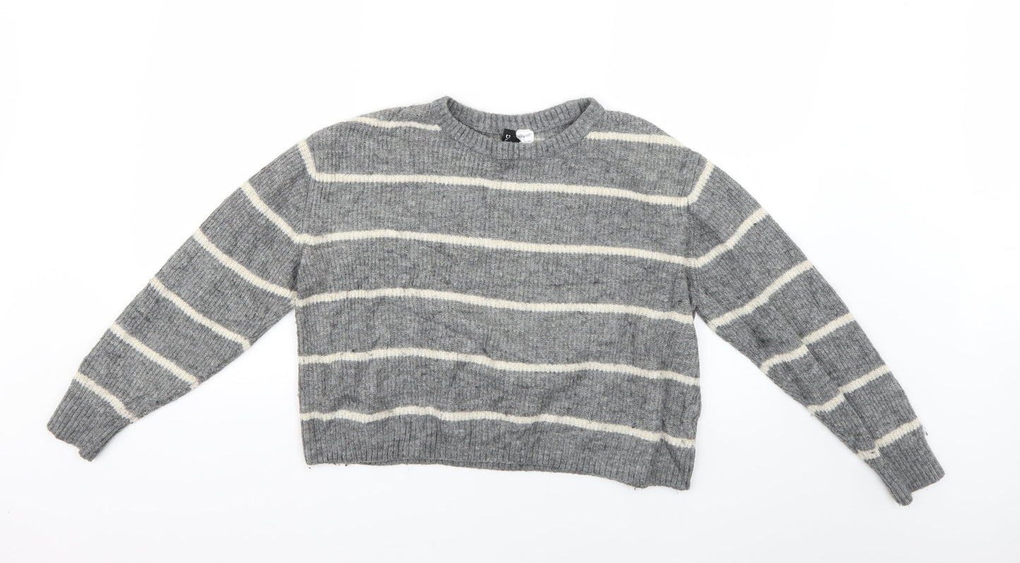 H&M Womens Grey Striped  Pullover Jumper Size M