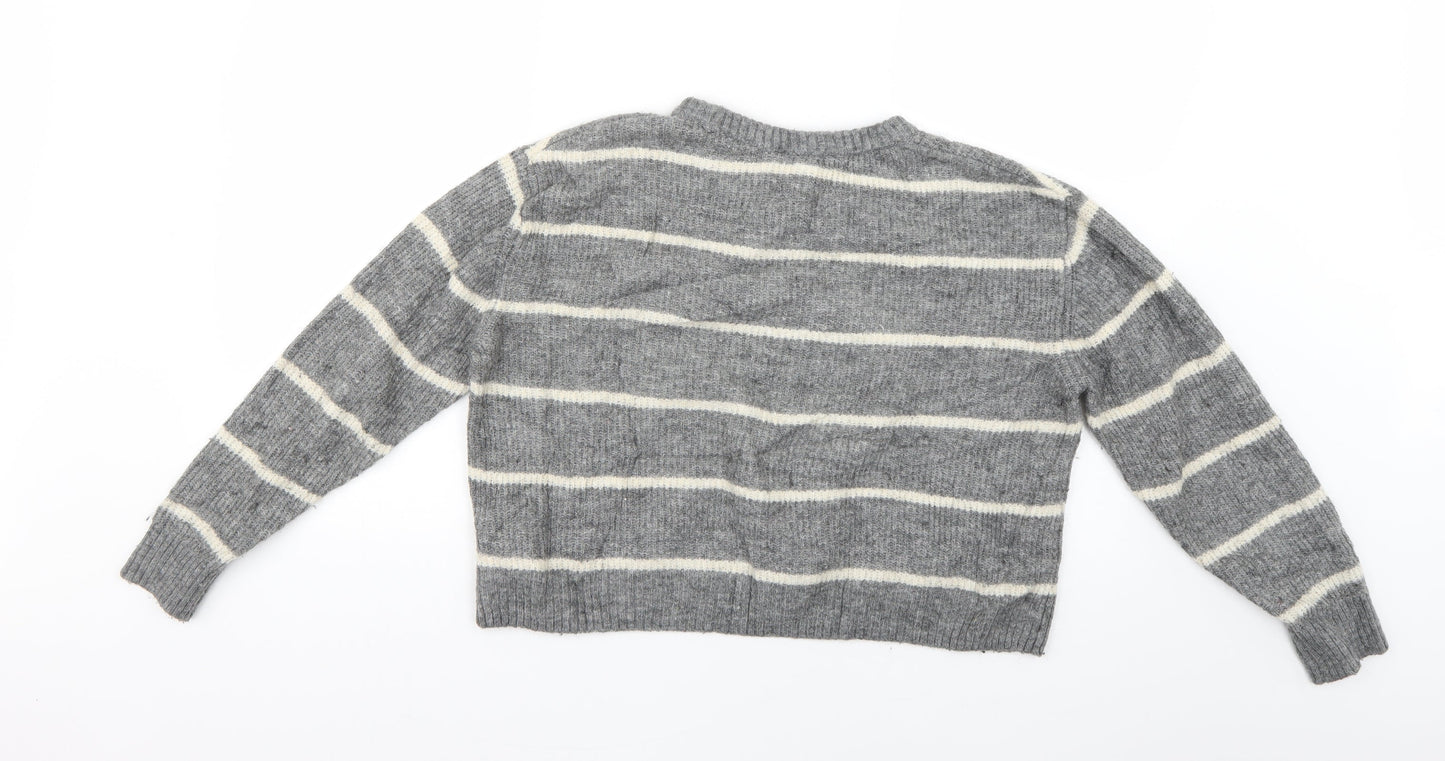 H&M Womens Grey Striped  Pullover Jumper Size M