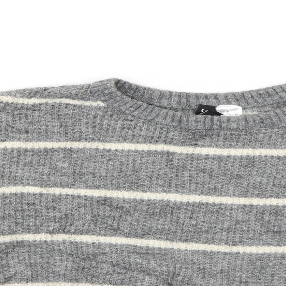 H&M Womens Grey Striped  Pullover Jumper Size M