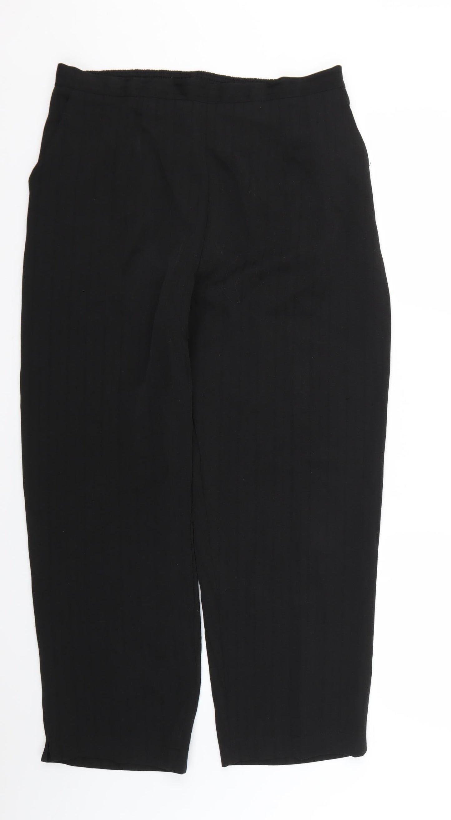 Preworn Womens Black Striped  Trousers  Size 16 L27 in