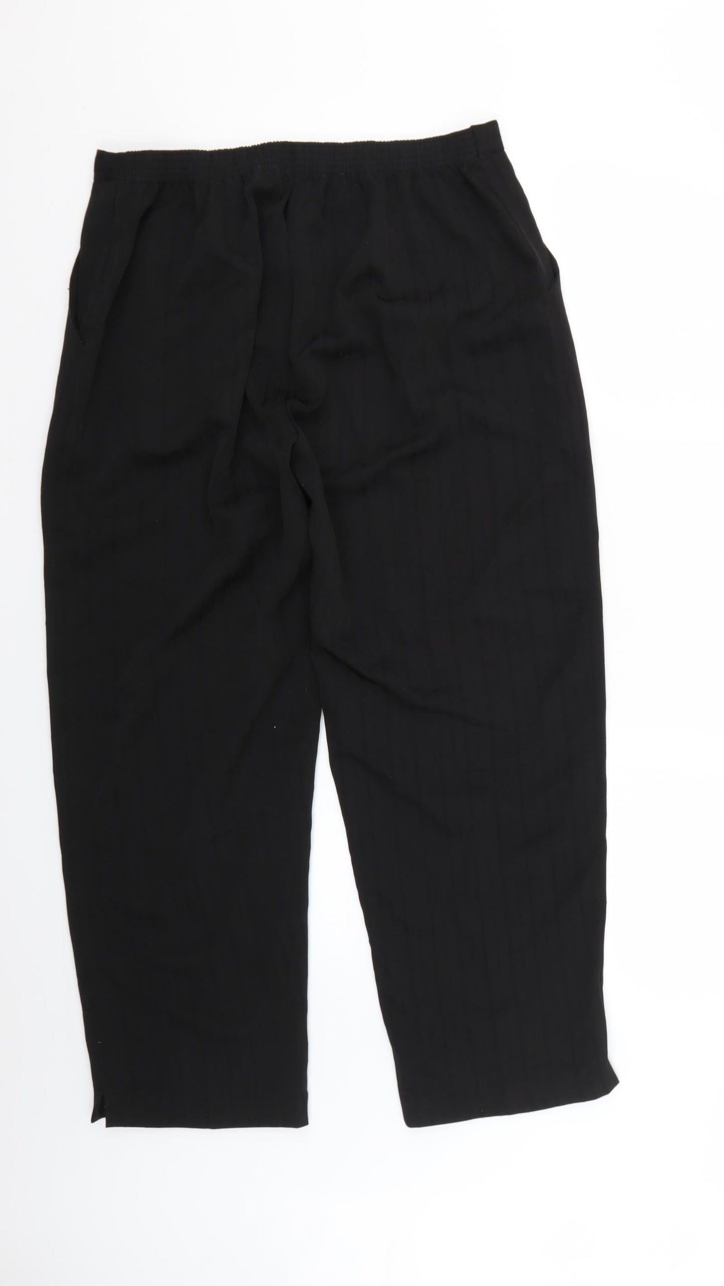 Preworn Womens Black Striped  Trousers  Size 16 L27 in