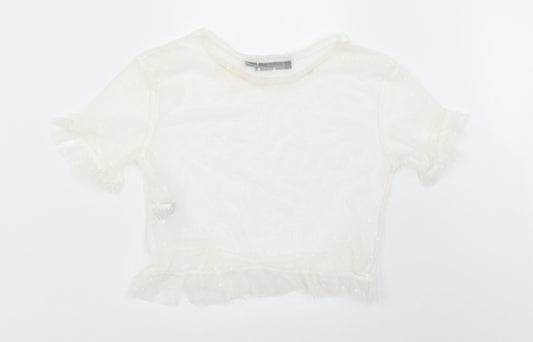 PRETTYLITTLETHING Womens White   Cropped Blouse Size 6