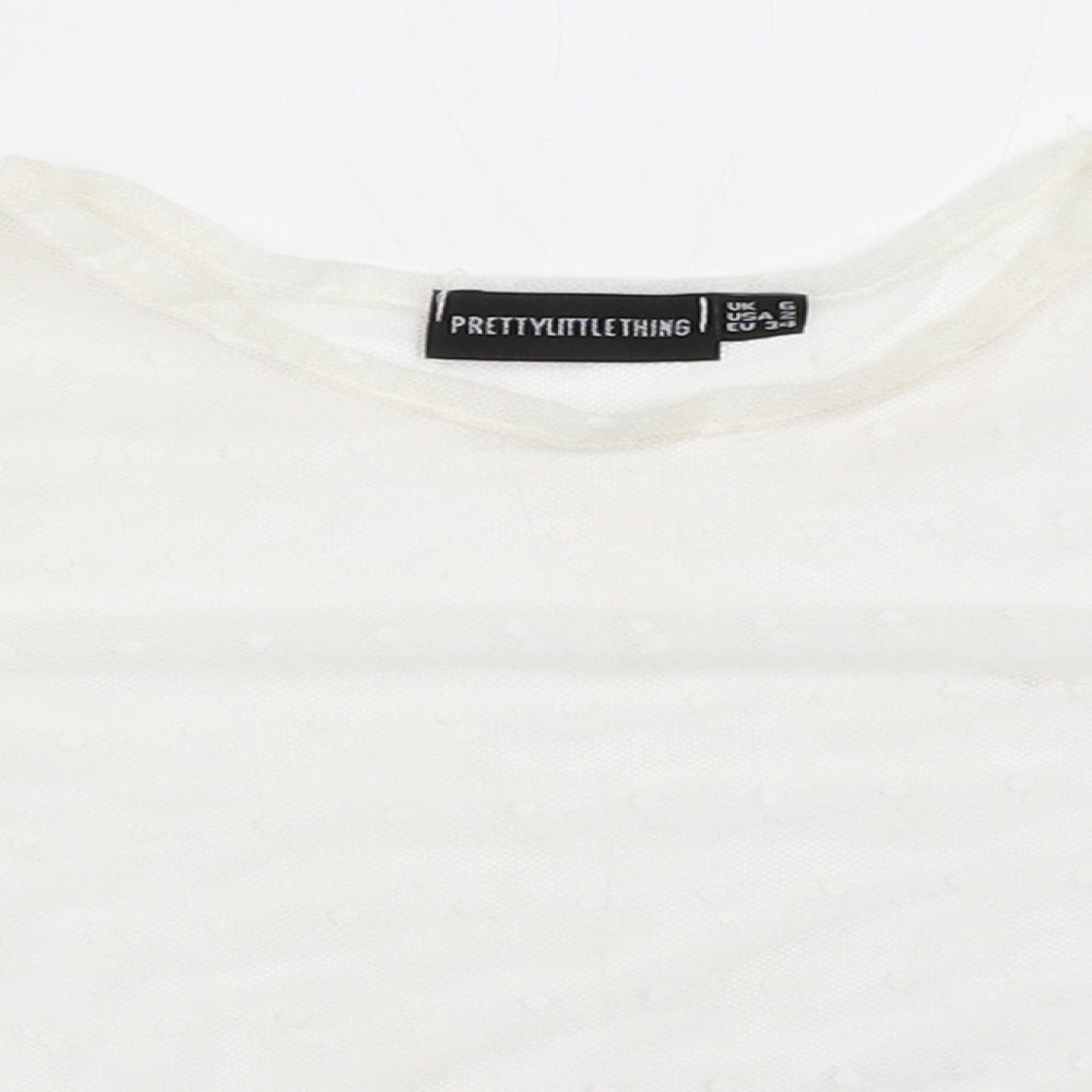 PRETTYLITTLETHING Womens White   Cropped Blouse Size 6