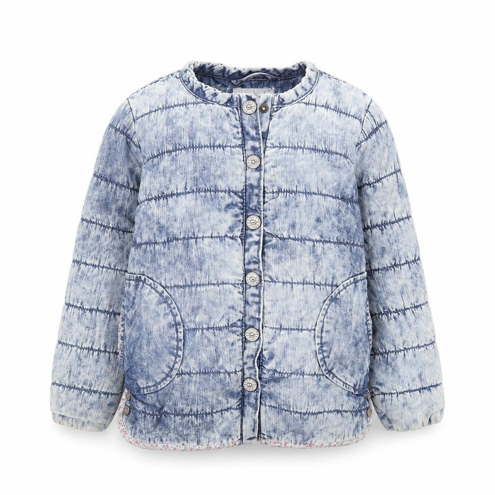 Front view of Next girls’ blue jacket, size 4, years