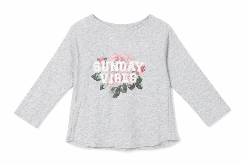 H&M Girls Grey    Pyjama Top Size 8-9 Years  - sunday vibes
