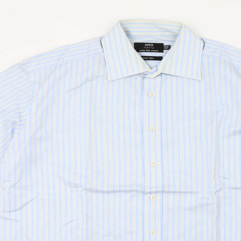 Marks and Spencer Mens Grey Striped   Button-Up Size L