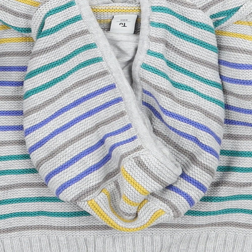 TU Girls Grey Striped  Jacket Coatigan Size 2 Years
