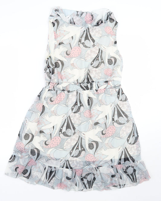 Mela London Womens Blue Geometric  A-Line  Size M