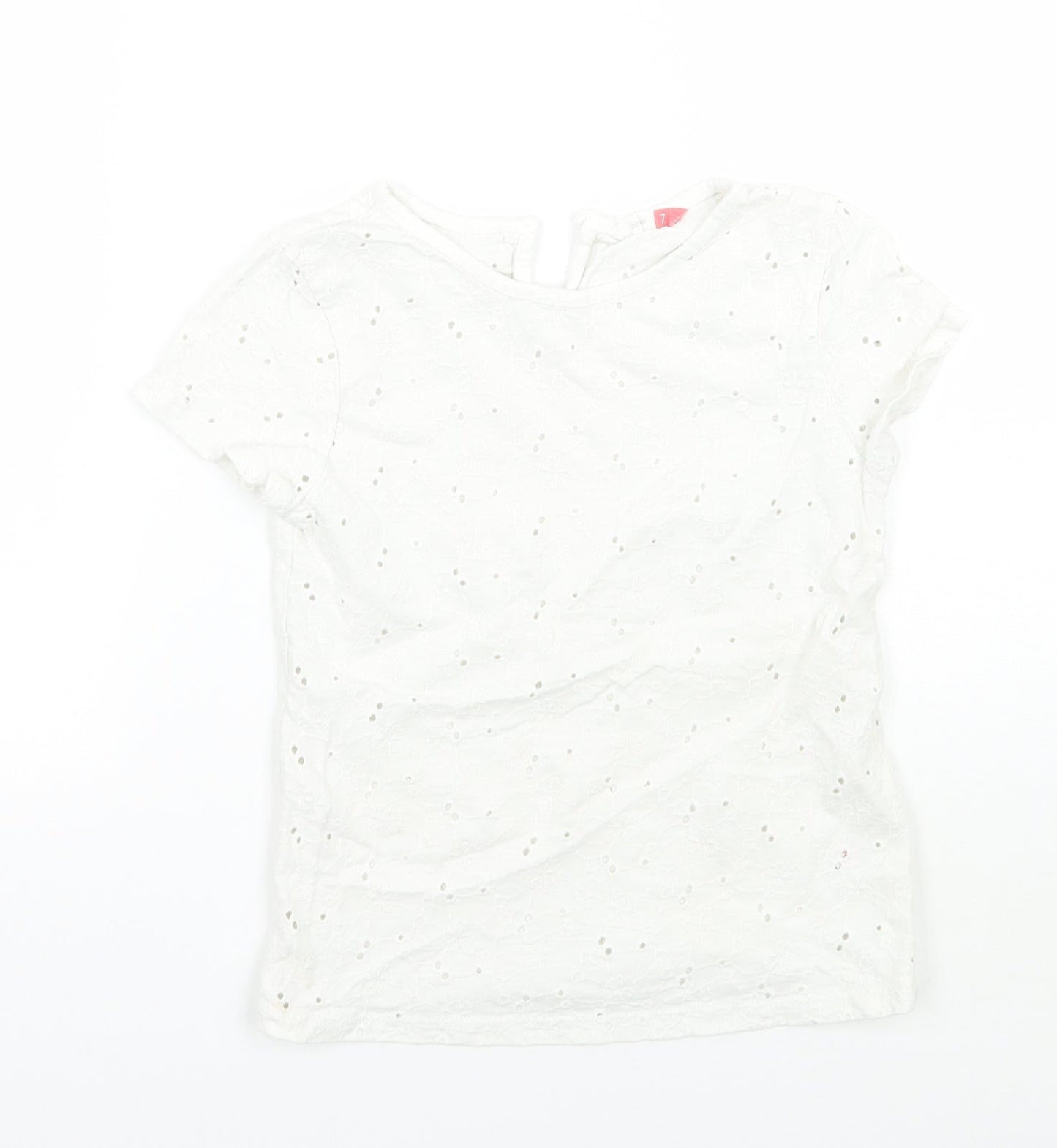 John Lewis Girls White Batik  Basic T-Shirt Size 7 Years