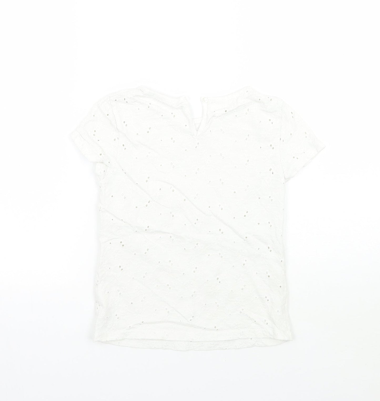 John Lewis Girls White Batik  Basic T-Shirt Size 7 Years