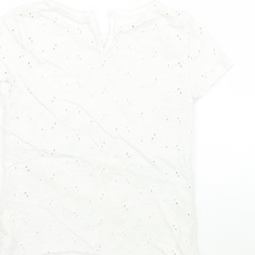 John Lewis Girls White Batik  Basic T-Shirt Size 7 Years