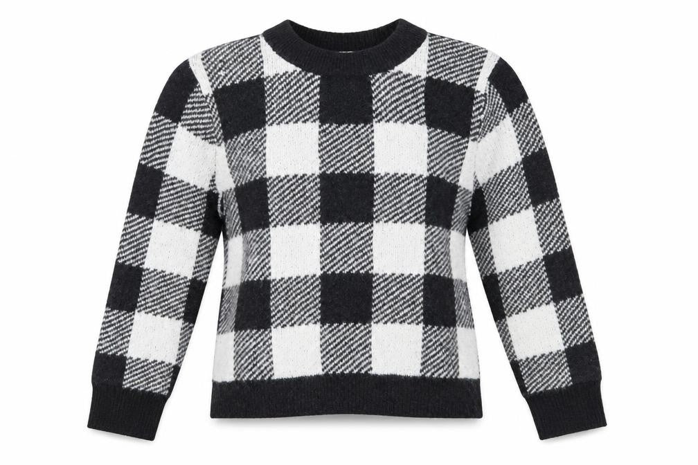 H&M Womens Grey Plaid  Pullover Jumper Size XS
