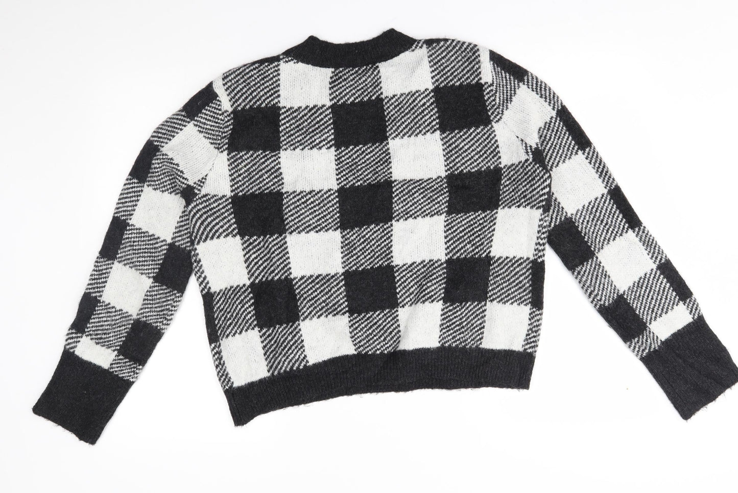 H&M Womens Grey Plaid  Pullover Jumper Size XS
