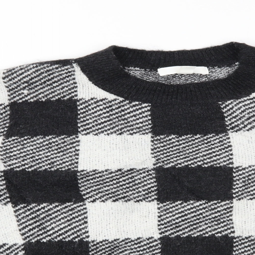 H&M Womens Grey Plaid  Pullover Jumper Size XS
