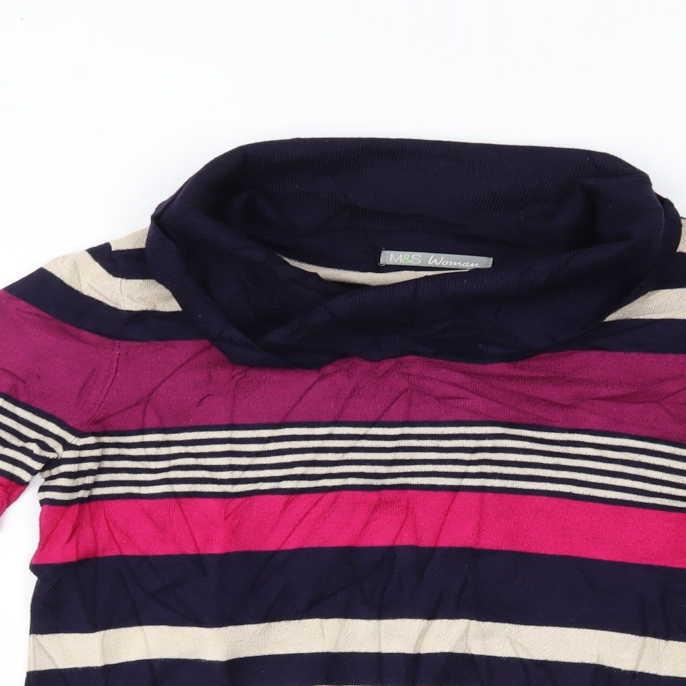 M&S Womens Multicoloured Striped  Pullover Jumper Size 10