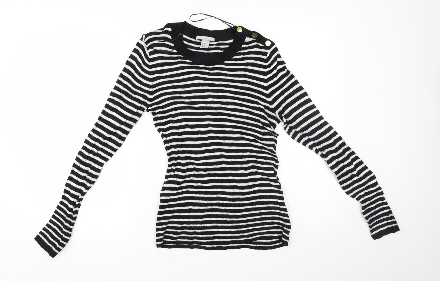H&M Womens Black Striped  Pullover Jumper Size S