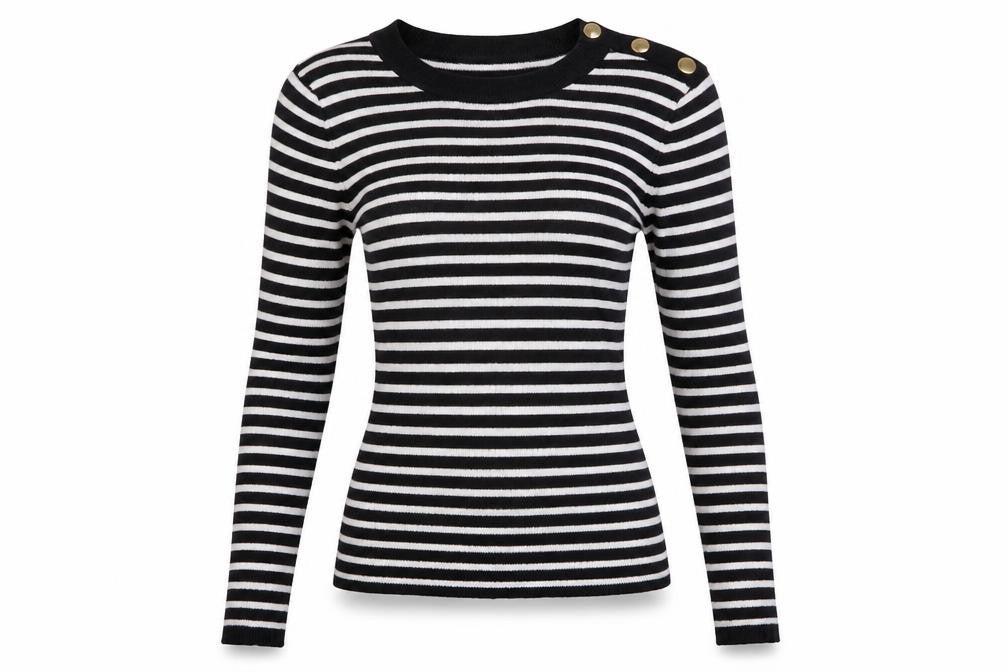 H&M Womens Black Striped  Pullover Jumper Size S