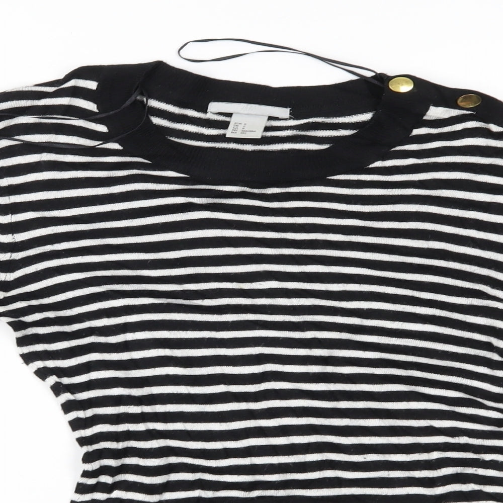 H&M Womens Black Striped  Pullover Jumper Size S