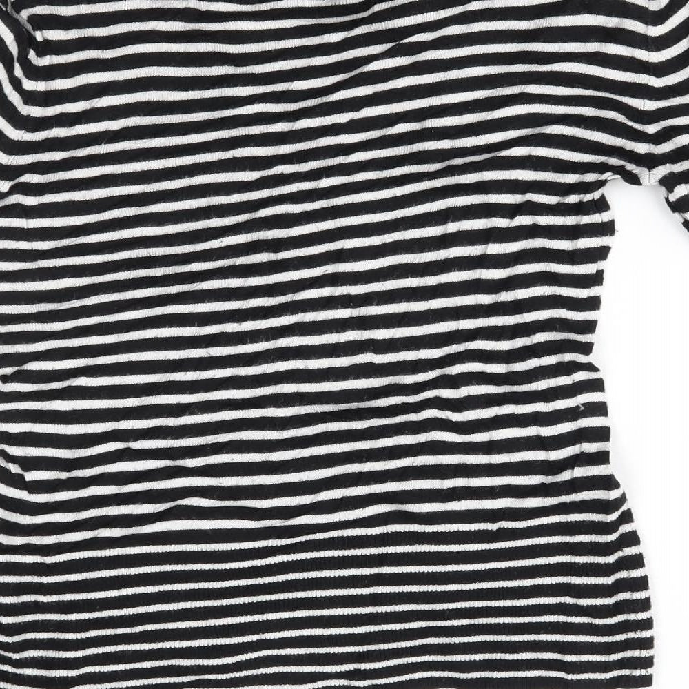 H&M Womens Black Striped  Pullover Jumper Size S