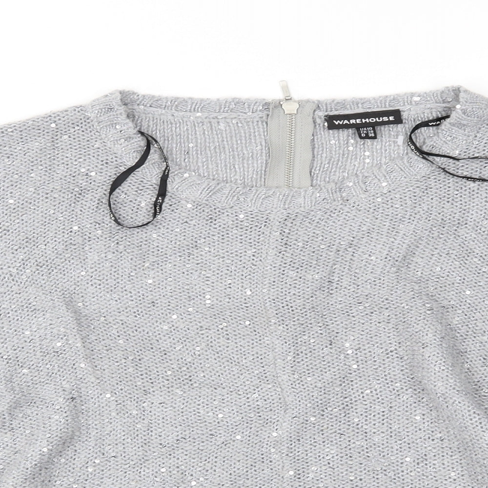 Warehouse Womens Grey   Pullover Jumper Size 10