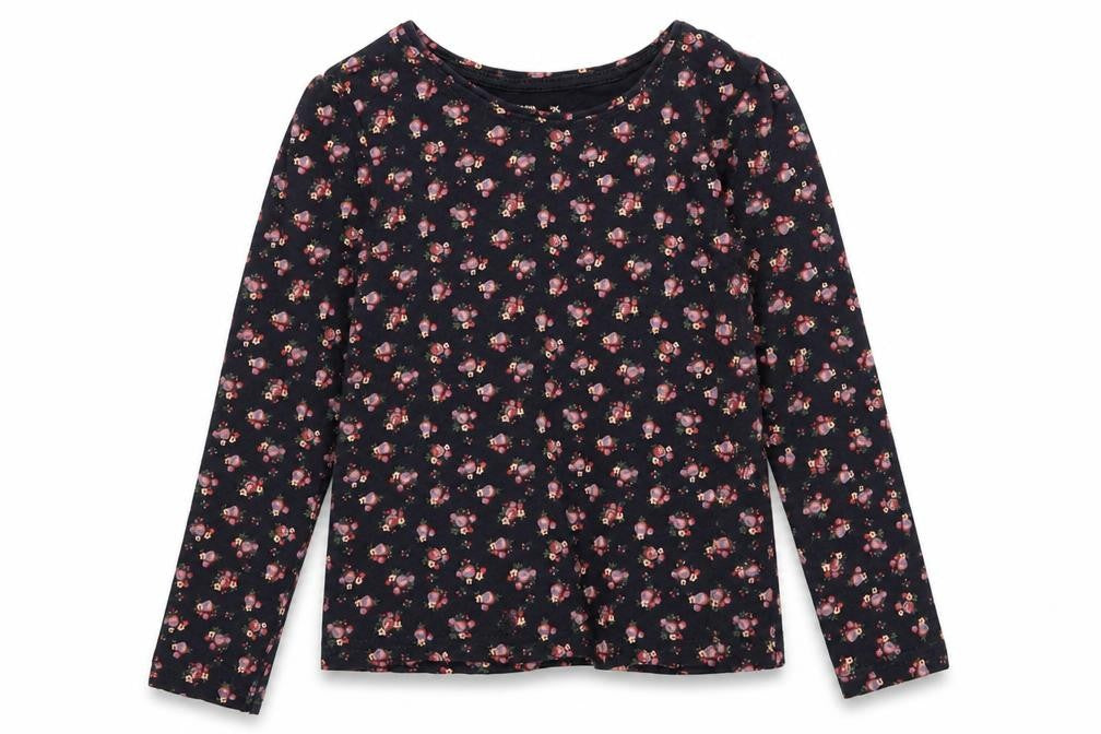 Young Dimension Girls Black Floral  Basic T-Shirt Size 6-7 Years