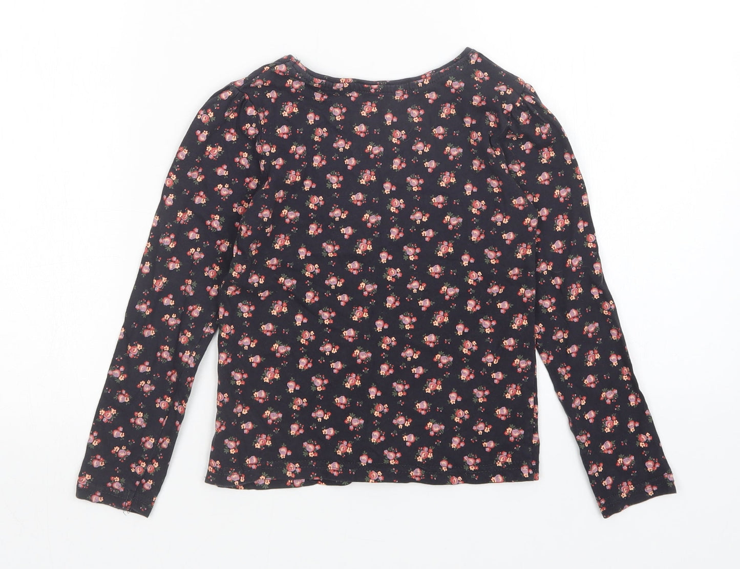 Young Dimension Girls Black Floral  Basic T-Shirt Size 6-7 Years