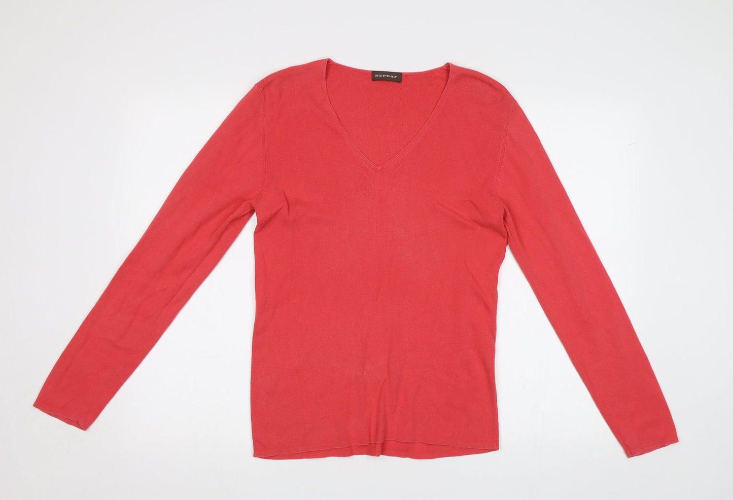 Repeat Womens Red  Knit Henley Jumper Size S