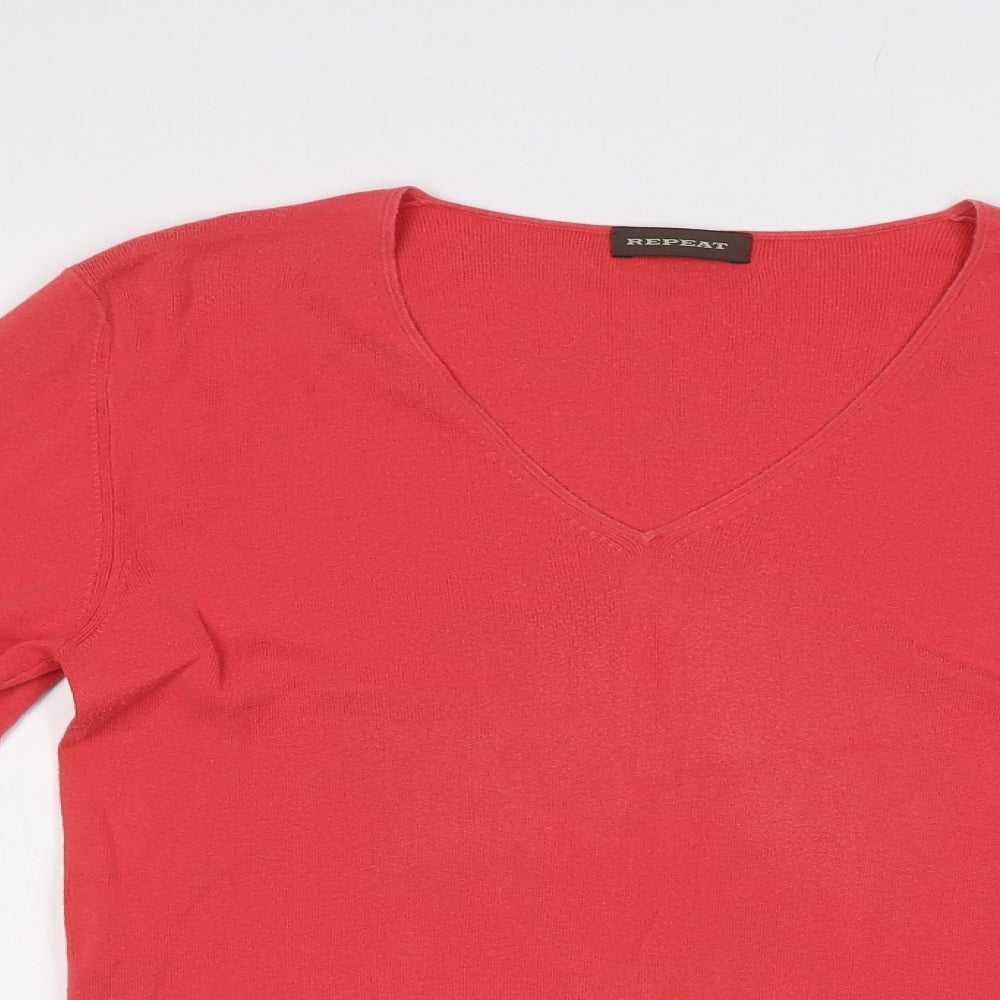 Repeat Womens Red  Knit Henley Jumper Size S