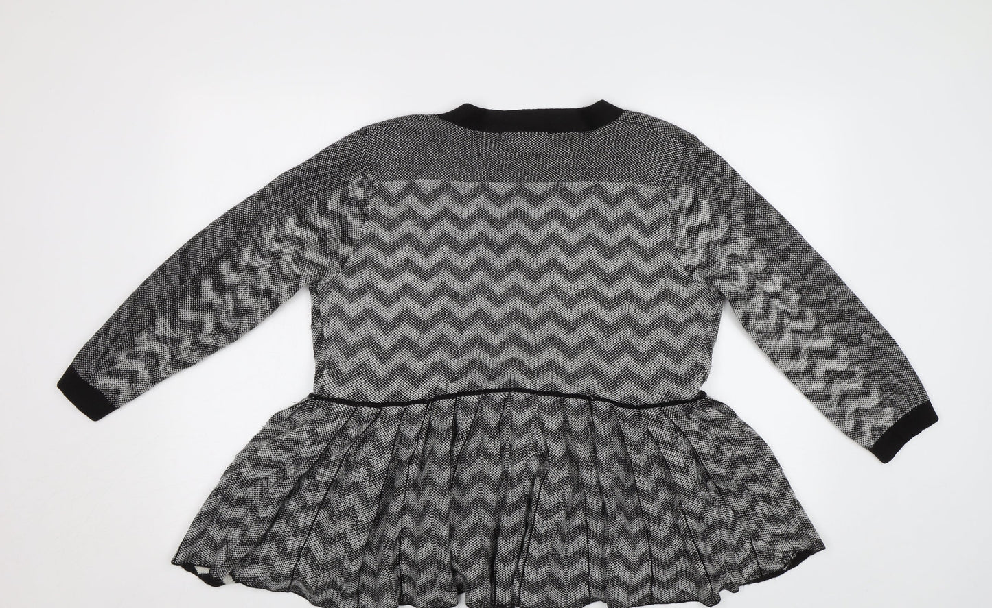M&S Womens Black Striped  Cardigan Jumper Size 12