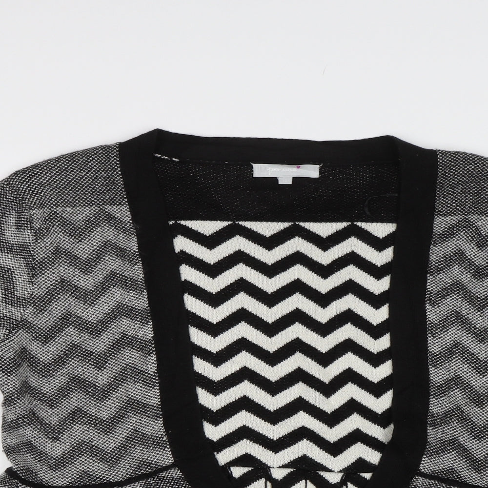 M&S Womens Black Striped  Cardigan Jumper Size 12