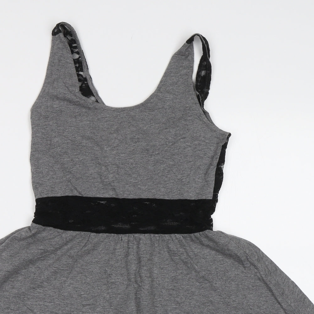 H&M Womens Grey   Fit & Flare  Size 6