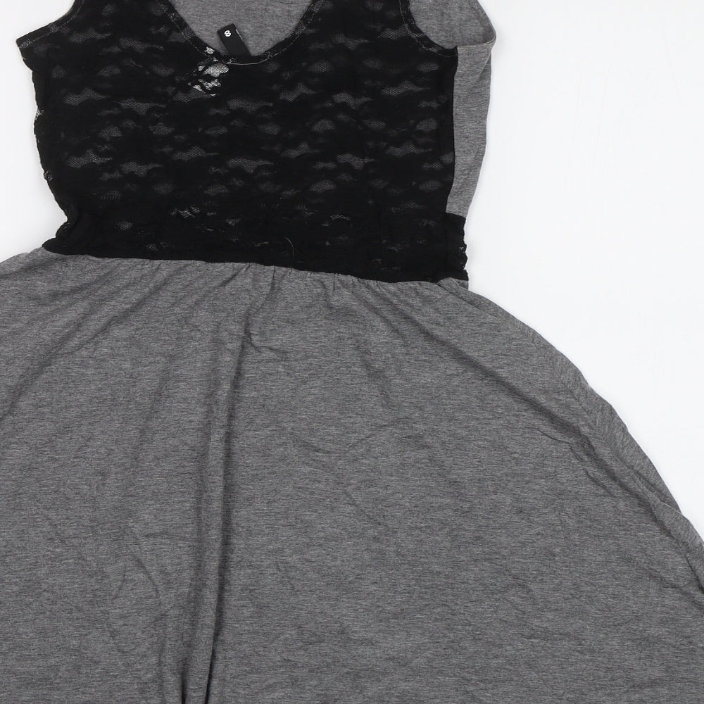 H&M Womens Grey   Fit & Flare  Size 6