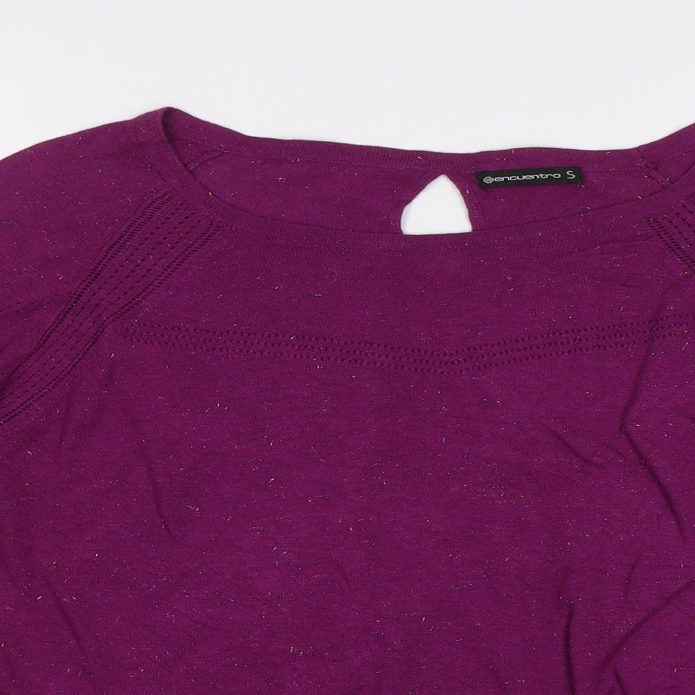 Encuentro Womens Purple  Knit Pullover Jumper Size S