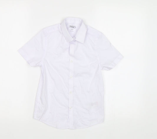 M&S Boys White   Basic Button-Up Size 7-8 Years