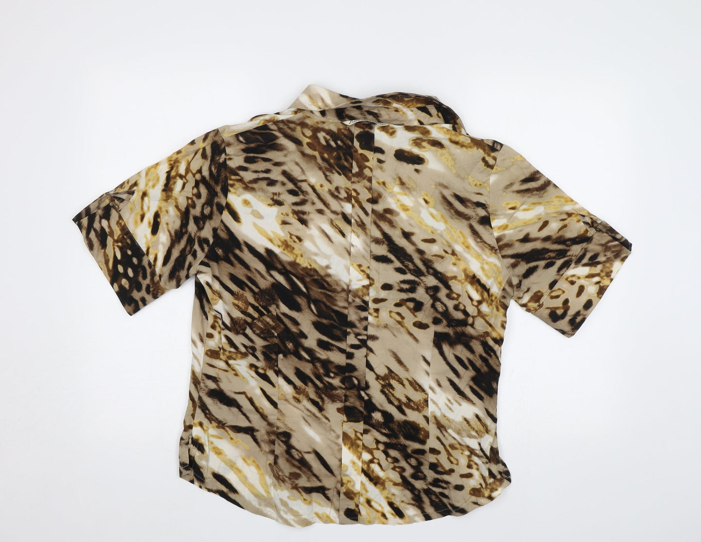 Air Field Womens Brown Animal Print  Basic Button-Up Size L