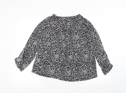 intuition Womens Black Animal Print  Basic T-Shirt Size 12